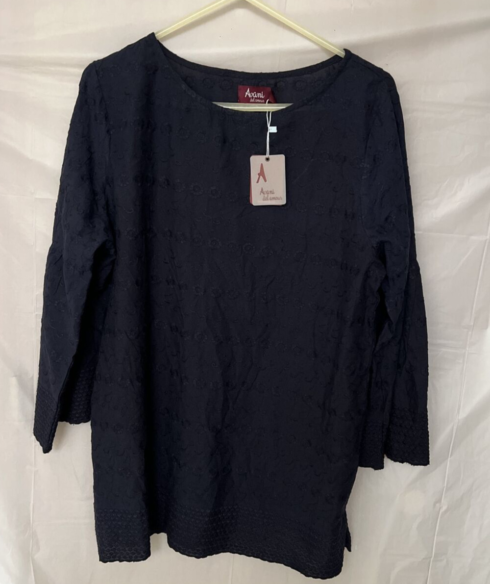 Avani del Amour Womens Floral Embroidery Tunic Top 3/4 Sleeve Size XL Nwt